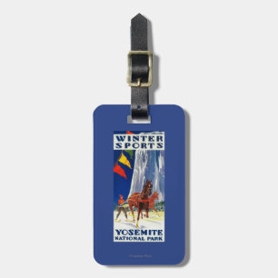 Wintersport in Yosemite Poster Yosemite, CA Bagagelabel