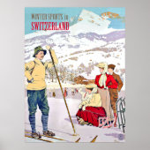 Wintersport in Zwitserland, oldtimers Poster (Voorkant)