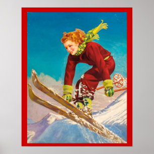  Wintersport, Lady ski jumper Poster