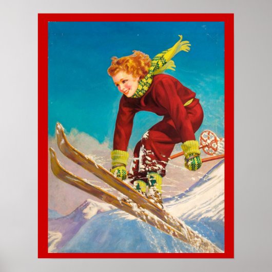 Wintersport, Lady ski jumper Poster (Voorkant)