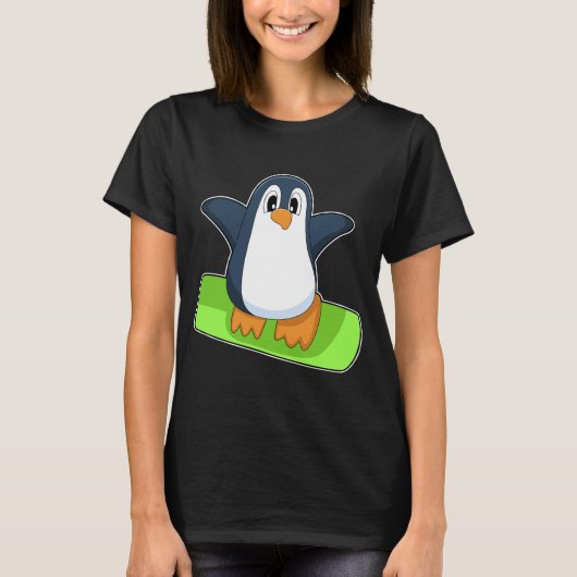 Wintersport Penguin Snowboard T-shirt (Voorkant)