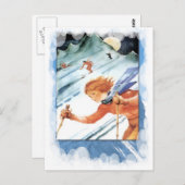 wintersport - rennen naar de berg briefkaart (Voorkant / Achterkant)