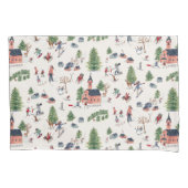 Wintersport roze skilandschap all-over print kussensloop (Voorkant)