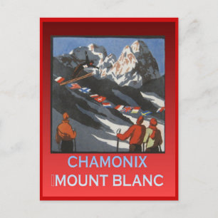 wintersport, Ski Chamonix, Mount Blanc Briefkaart