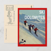  wintersport, Ski Italië, Dolomites Briefkaart (Voorkant / Achterkant)
