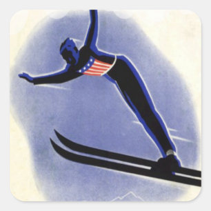 wintersport - Ski jumper Vierkante Sticker