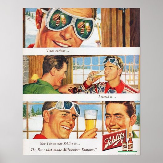 wintersport Ski Schlilz bier Poster (Voorkant)