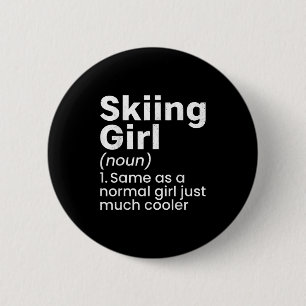 Wintersport Skiën Meisjes Grappige Definitie Spele Ronde Button 5,7 Cm