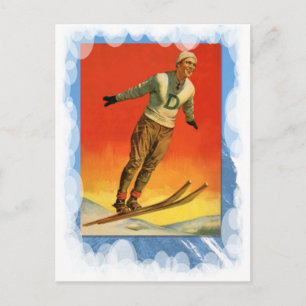  wintersport - skijumper briefkaart