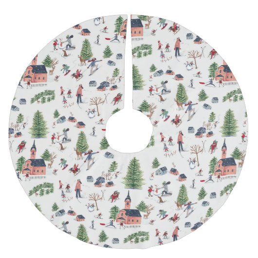 Wintersport skilandschap, alover print kerstboom rok (Voorkant)
