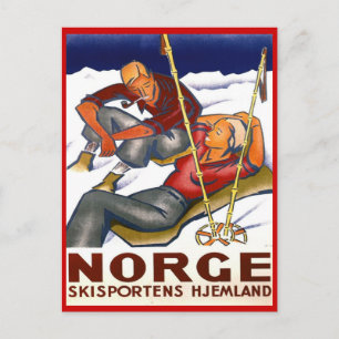 wintersport, Skisports Ski Noorwegen Briefkaart
