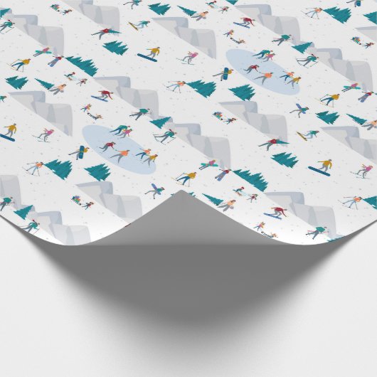 Wintersport Vakantie Fun Pattern Cadeaupapier (Hoek)