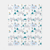 Wintersport Vakantie Fun Pattern Fleece Deken (Voorkant)