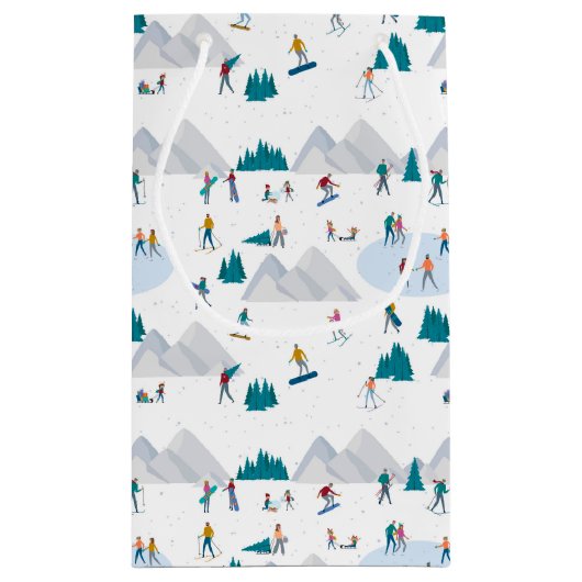 Wintersport Vakantie Fun Pattern Klein Cadeauzakje (Achterkant)