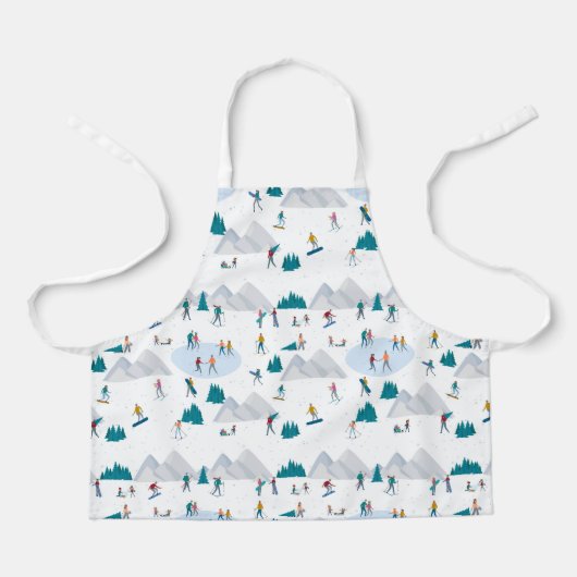 Wintersport Vakantie Fun Pattern Schort (Voorkant)