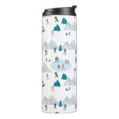 Wintersport Vakantie Fun Pattern Thermosbeker (Gedraaid links)