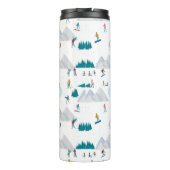 Wintersport Vakantie Fun Pattern Thermosbeker (Achterkant)