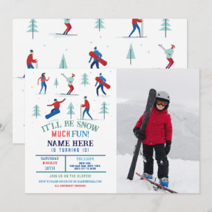 Wintersport Verjaardagsfeestje Ski Snowboard Foto Kaart