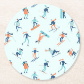 Wintersportpatroon Ronde Kartonnen Onderzetter (Voorkant)