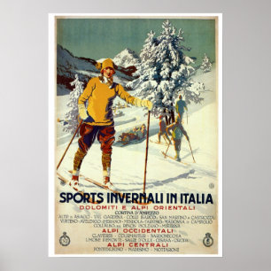  wintersportwedstrijden uit de jaren twintig Itali Poster