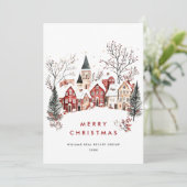  Winterstad Kerstboom Bedrijf Feestdagenkaart (Staand voorkant)