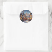 Winterstad Kerstviering Sticker (Tas)