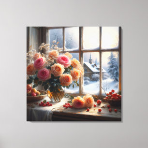 winterstilte bloeit canvas afdruk