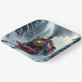 winterstoomlocomotief papieren bordje (Gebogen)