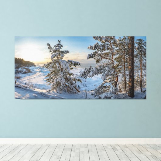 Winterstrand bij het Oostzee-zee Canvas Afdruk (Insitu (Houten vloer))