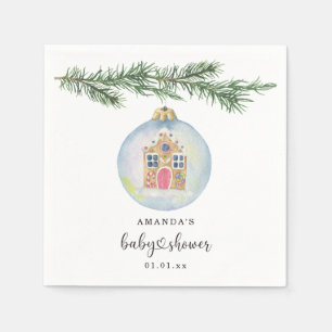 Wintertak met babyshower speelgoed servet