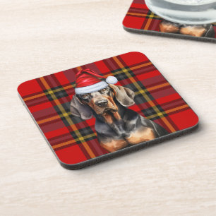 Winterthema Black Tan Coonhound Holiday Plaid Bier Onderzetter