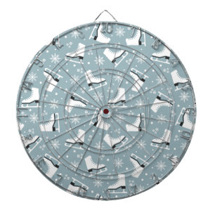 Winterthema met ijsblokjes met schaatsen dartbord
