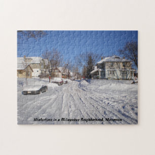 Wintertijd in een Milwaukee wijk Wisconsin Legpuzzel