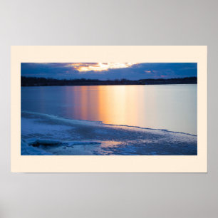Wintertijd Rivier Zonsondergang Poster