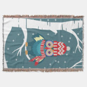 Wintertijd Uil Worpdeken Deken (Voorkant)