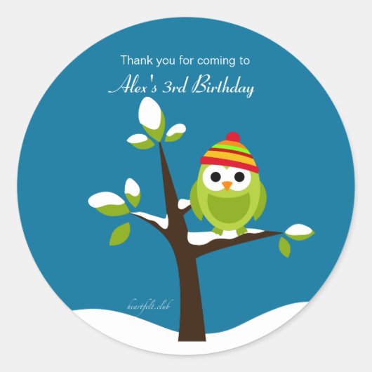 winteruil-Sticker Ronde Sticker (Voorkant)