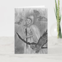 Winteruilen Lady Wenskaart