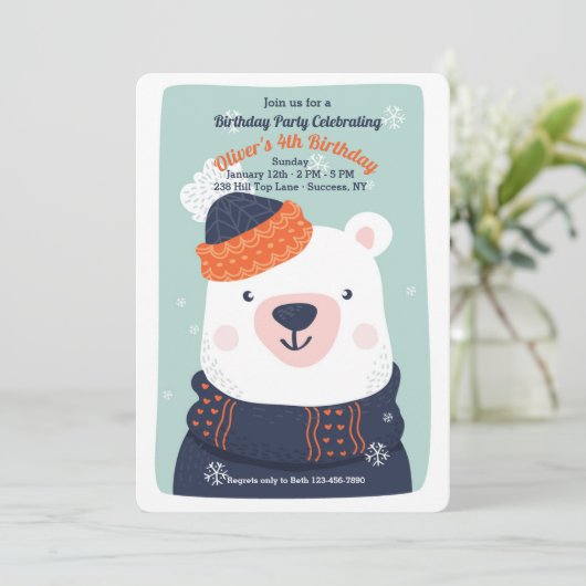 Winteruitnodiging Beer Kaart (Staand voorkant)