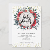winteruitnodiging voor baby shower floral gold gli kaart (Voorkant)