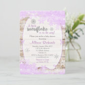 winteruitnodiging voor baby shower paars en zilver kaart (Staand voorkant)