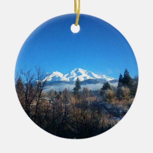 WinterUitzicht op Mount Shasta, CA Keramisch Ornament (Voorkant)