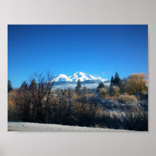 WinterUitzicht op Mount Shasta, CA Poster