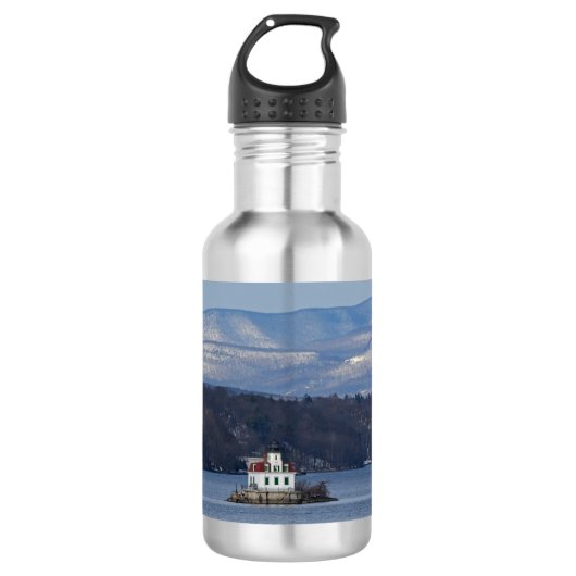 WinterUitzicht van de vuurtoren van Esopus Meadows Waterfles (Voorkant)