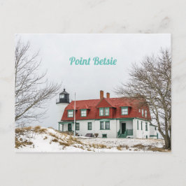 WinterUitzicht van de vuurtoren van Point Betsie Briefkaart