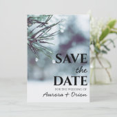 Wintervakantie bruiloft Bewaar de datum uitnodigin Kaart (Staand voorkant)