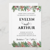 Wintervakantie bruiloft Bewaar de datum uitnodigin Kaart (Voorkant / Achterkant)