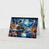 Wintervakantie Express Treinschilderij Folie Feestdagenkaart (Voorkant)