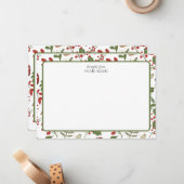 Wintervakantie groen notitiekaartje (Voorkant / Achterkant in situ)