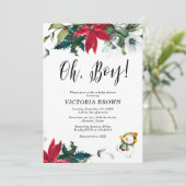 Wintervakantie Kerstmis Poinsettia Baby shower Kaart (Staand voorkant)