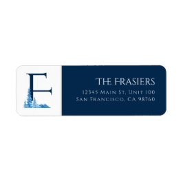 Wintervakantie | Letter F Monogram Adreslabel Etiket